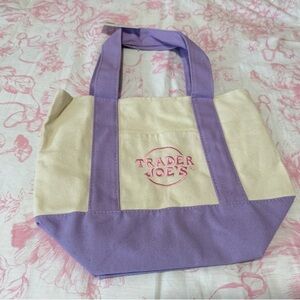 💜 Trader Joe’s Pastel Canvas Mini Tote Bag - Purple